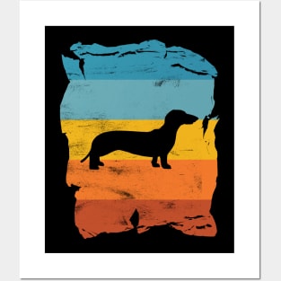 Dachshund Distressed Vintage Retro Silhouette Posters and Art